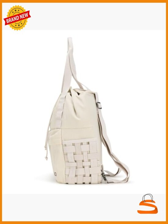 Convertible Tote Backpack with Laptop Storage, Nylon & Faux Leather, 4 Pockets main image 5